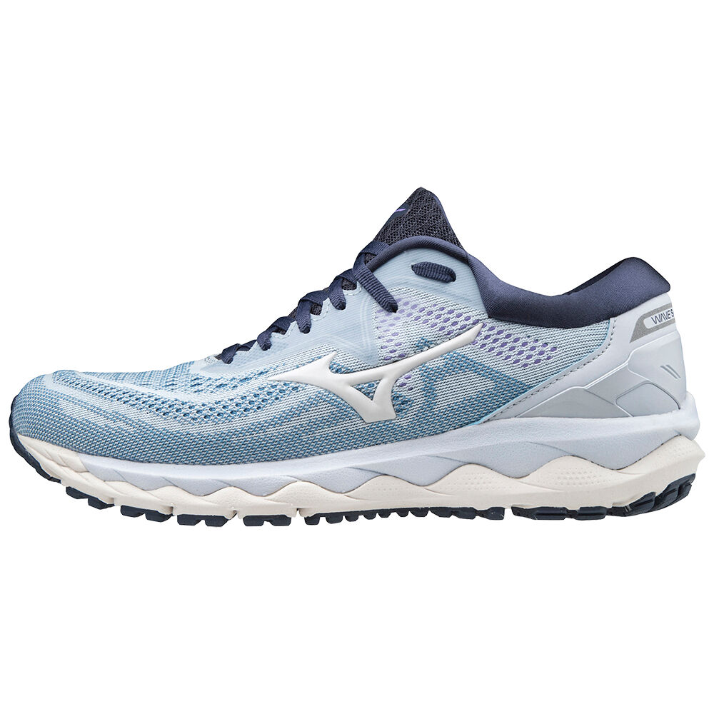 Mizuno Wave Sky 4 - Bayan Koşu Ayakkabısı - Beyaz/Indigo Türkiye (SDLKBZ-570)